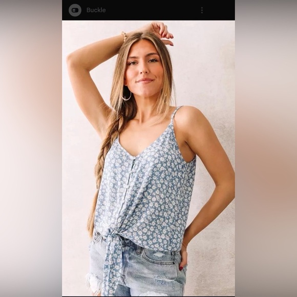 Tops - Buckle Floral Blue Women's Top